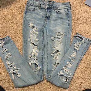 ripped american eagle jeans size 0 regular